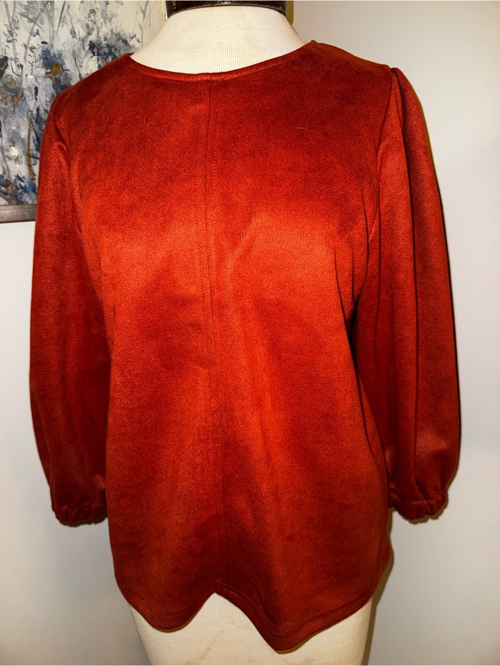 THML Rust Orange Sueded Scoop Neck Pullover